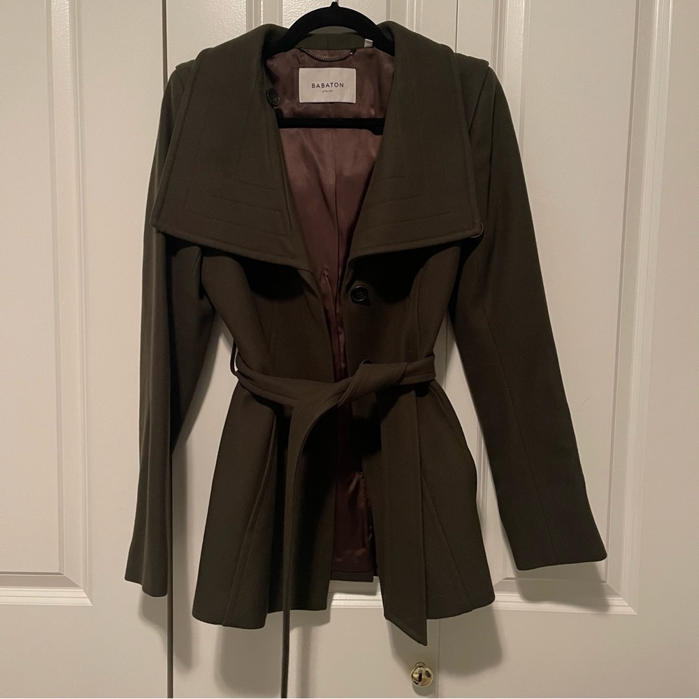 Babaton Atelier Tie Front Wool Coat Short